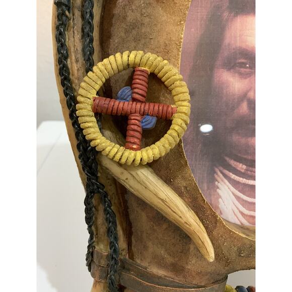 Vtg Resin Deer Antler Native American Indian Bone Photo Picture Frame 4” X 6” - Picture 4 of 16